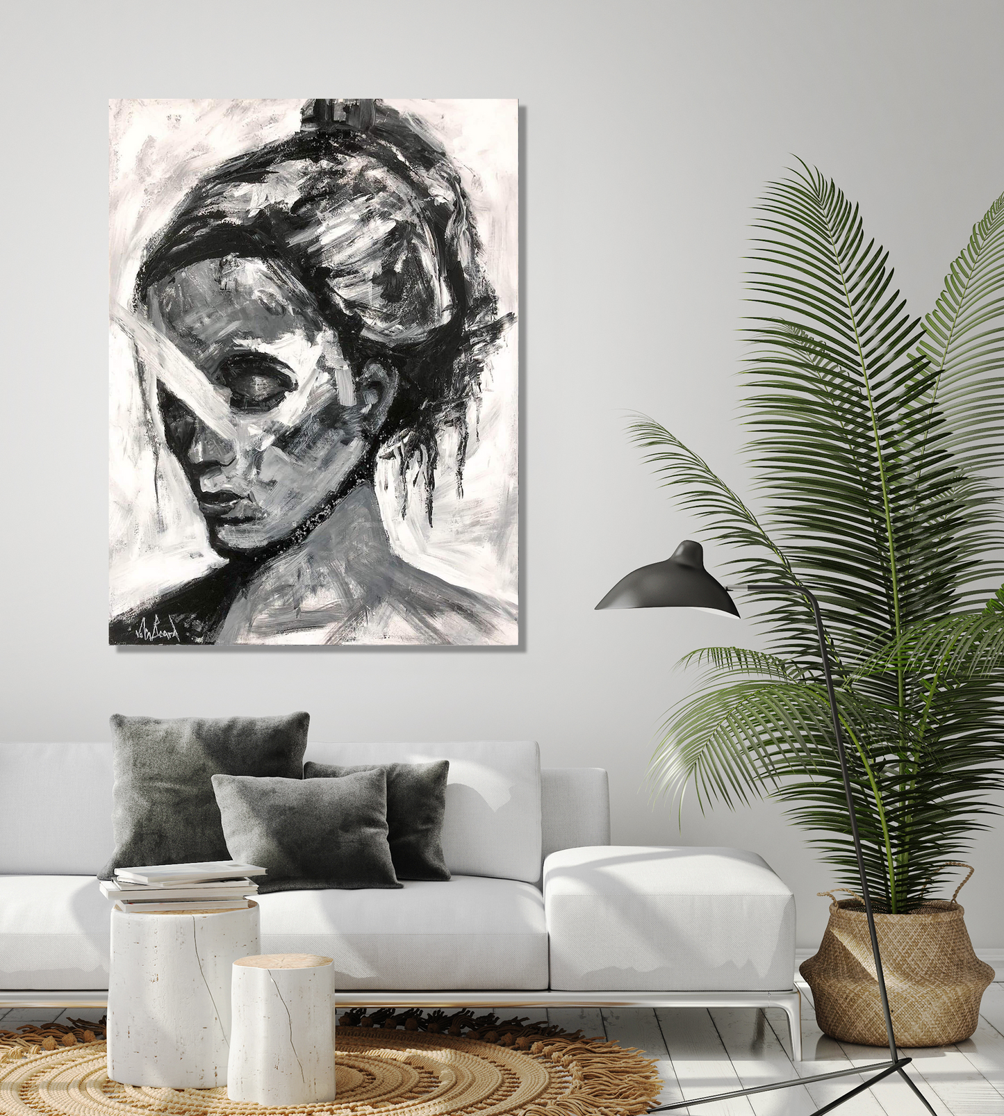 Abstract Girl Artist Enhanced Canvas Print