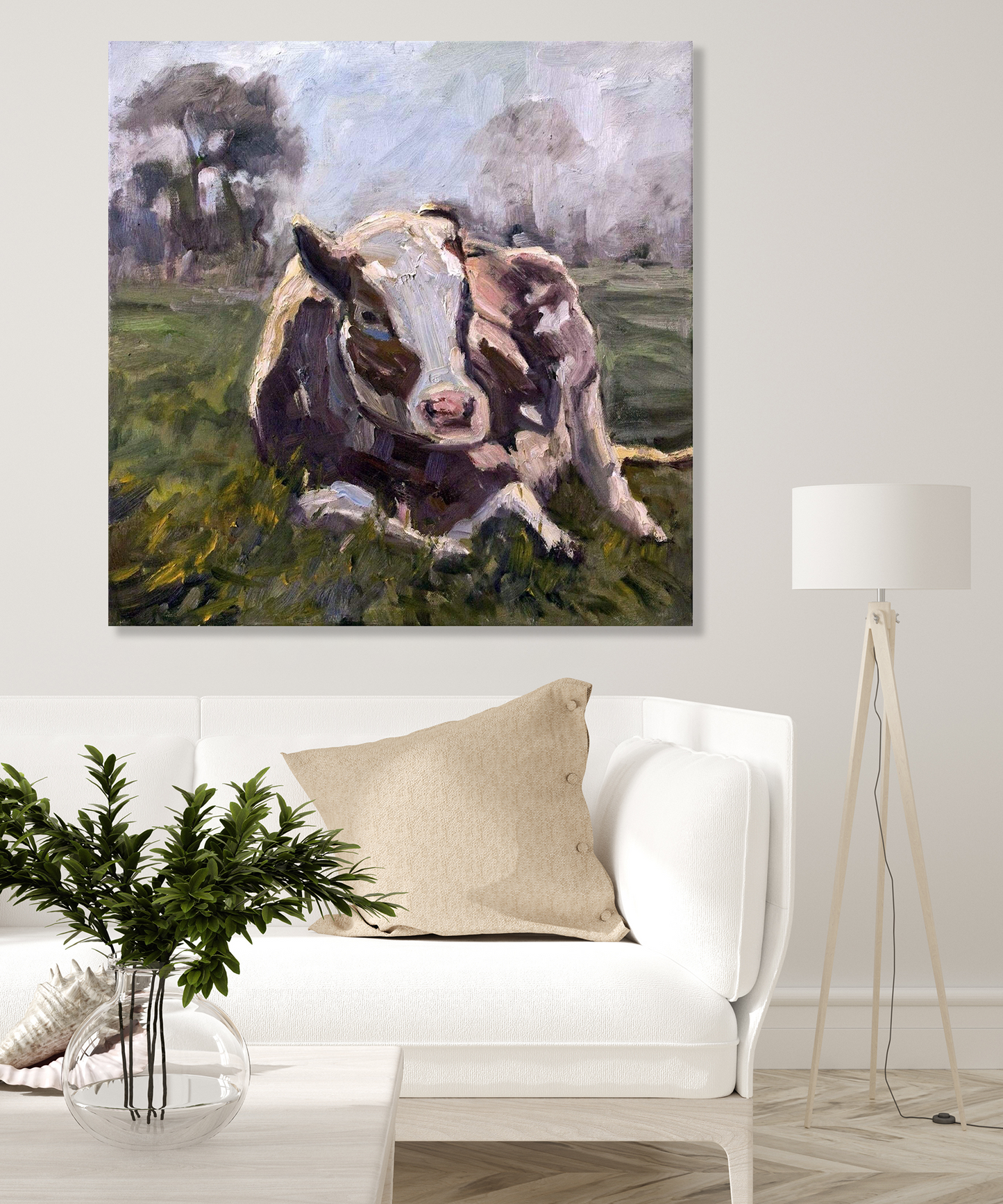 Brown Cow Artist Enhanced Canvas Print