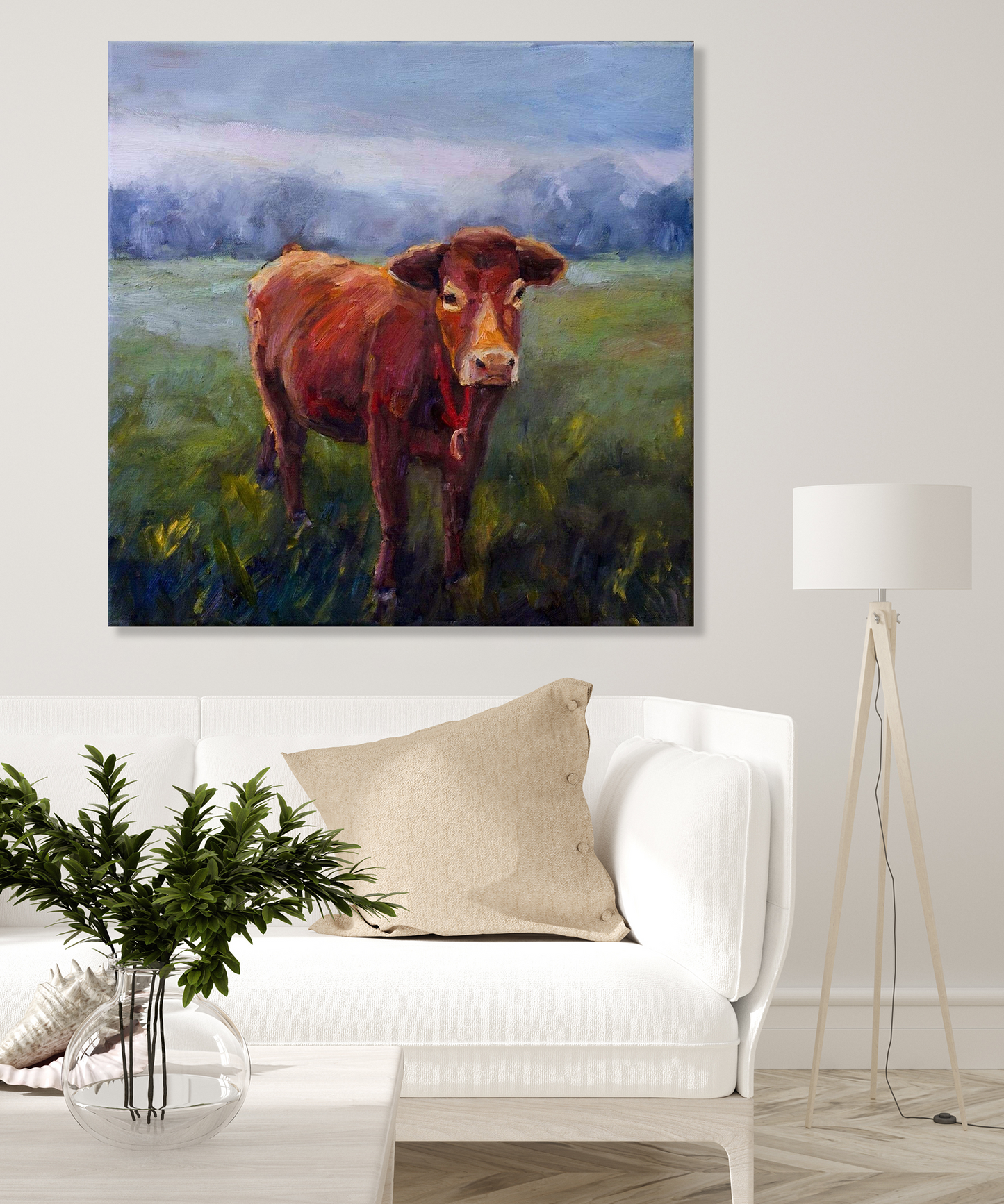 Red Cow Bell Artist Enhanced Canvas Print