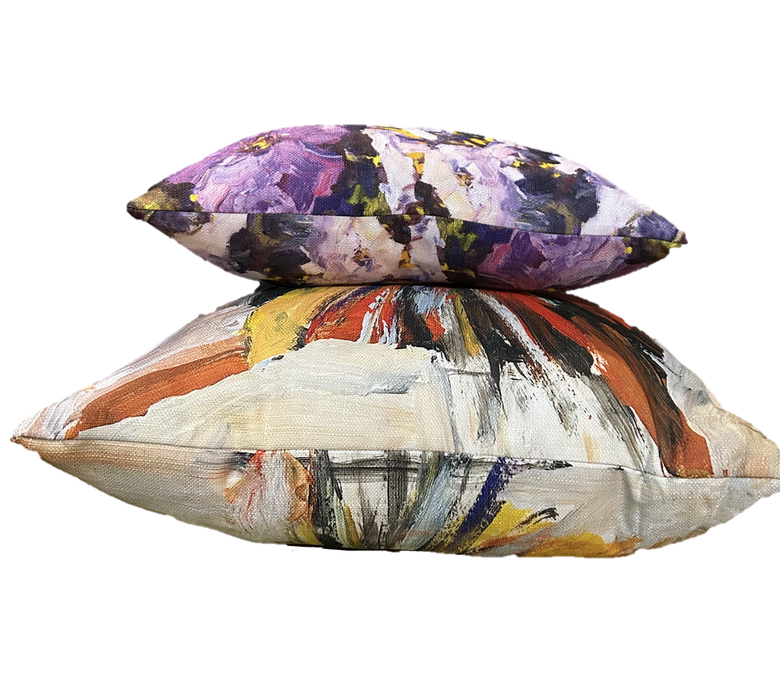 Red Yellow Gray Abstract Pillow
