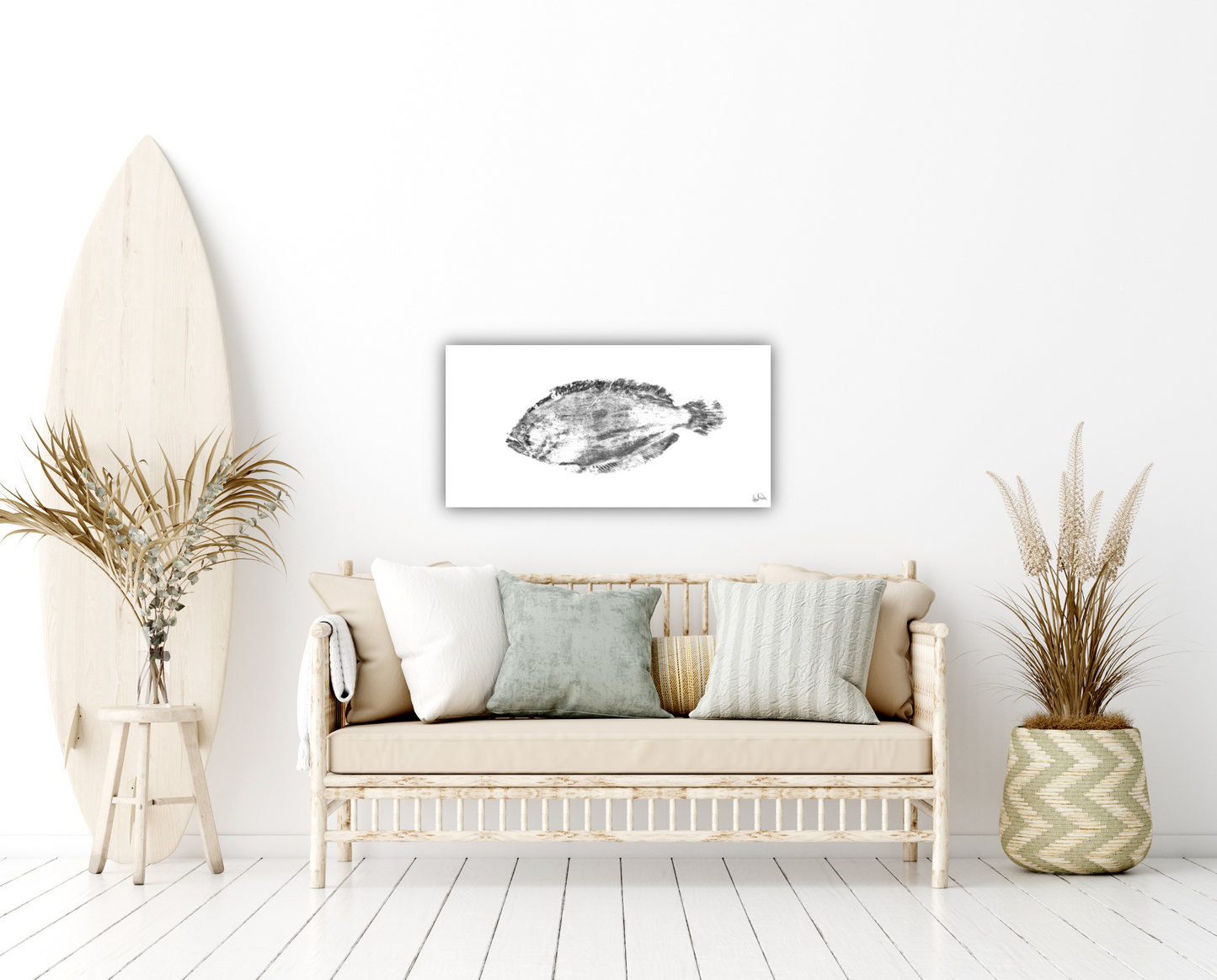 Black and White Flounder Fine Art Paper Print