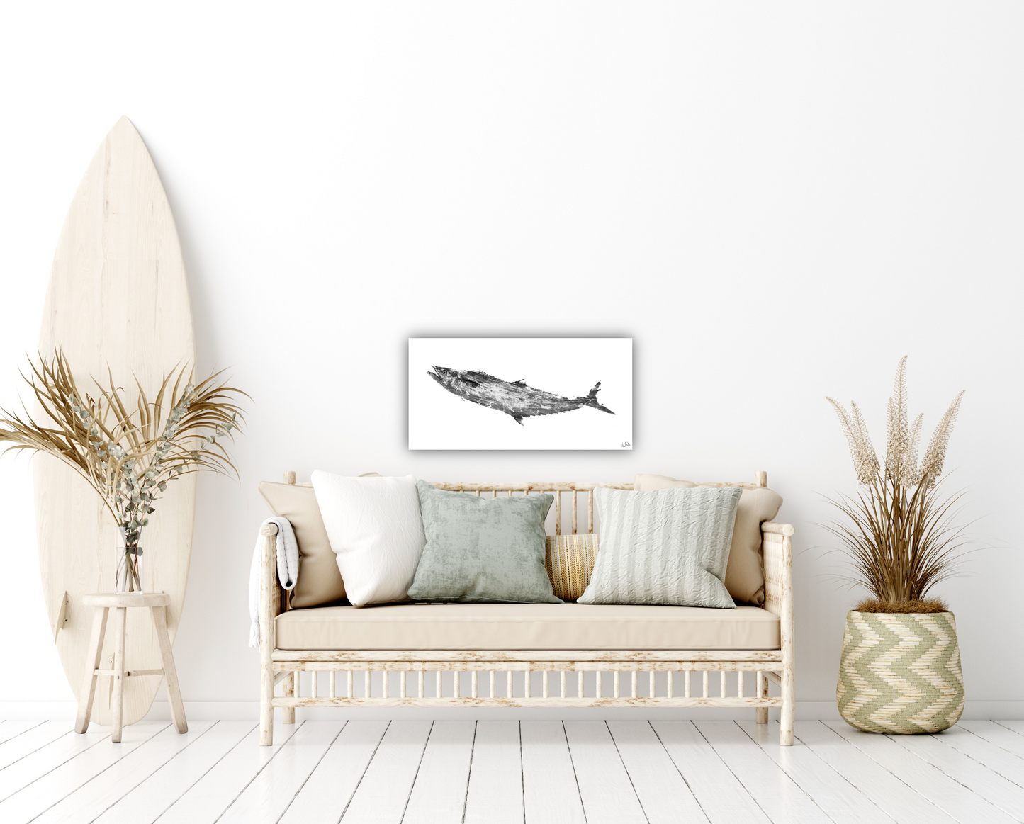 Black and White Mackerel Fine Art Paper Print