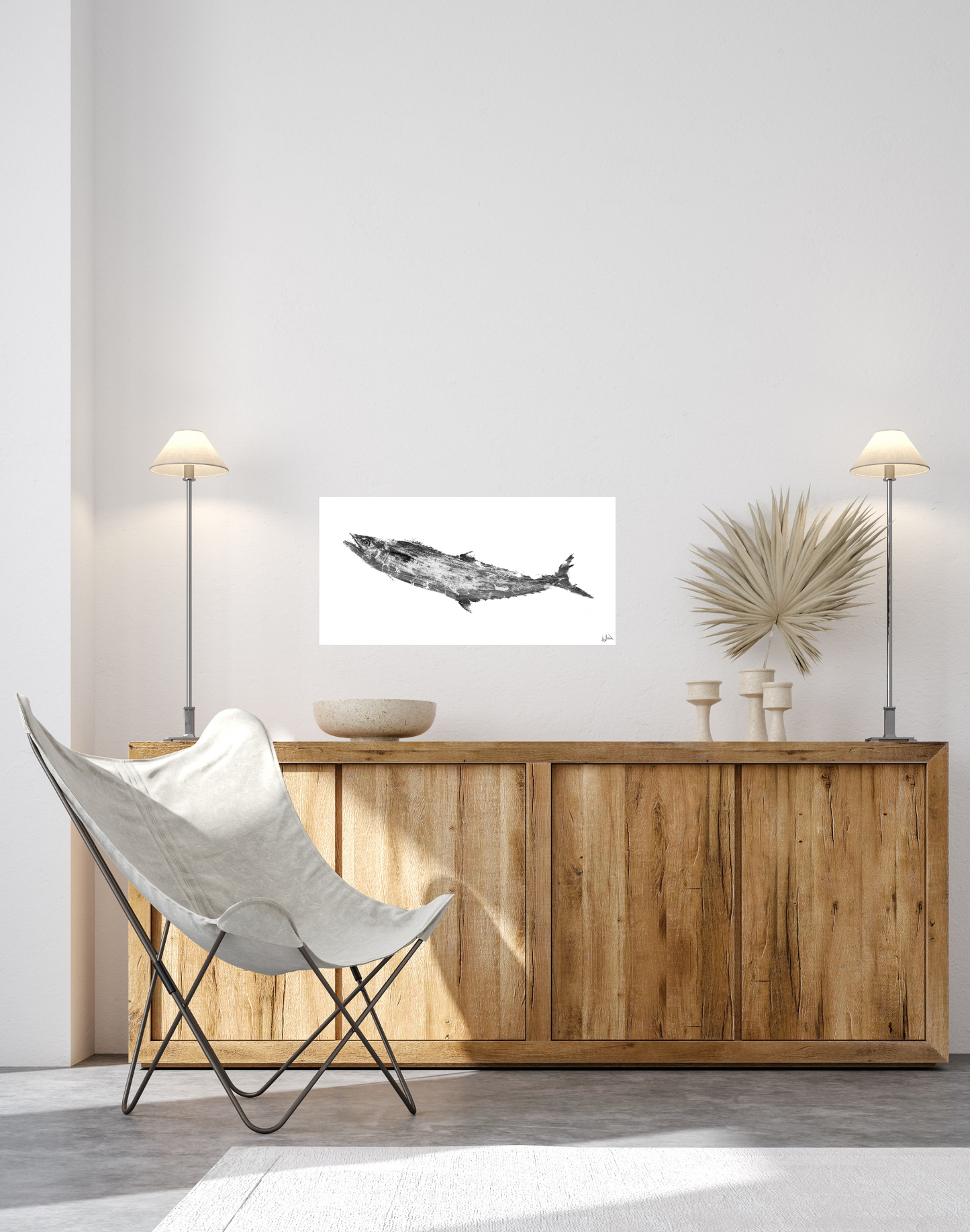 Black and White Mullet Glossy Poster Print