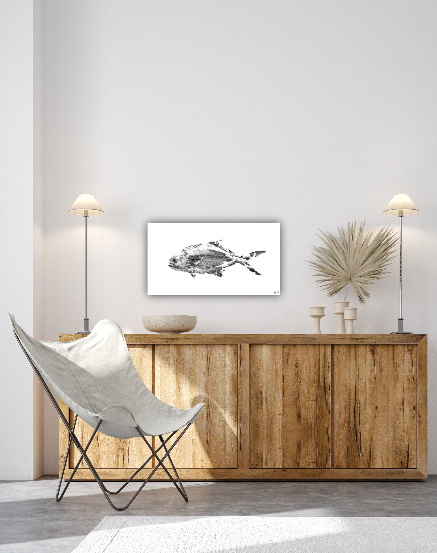 Black and White Pompano Glossy Poster Print