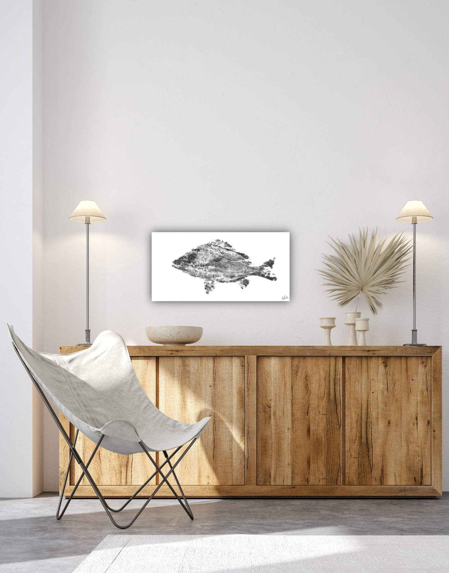 Black and White Tilapia High Gloss Metal Print