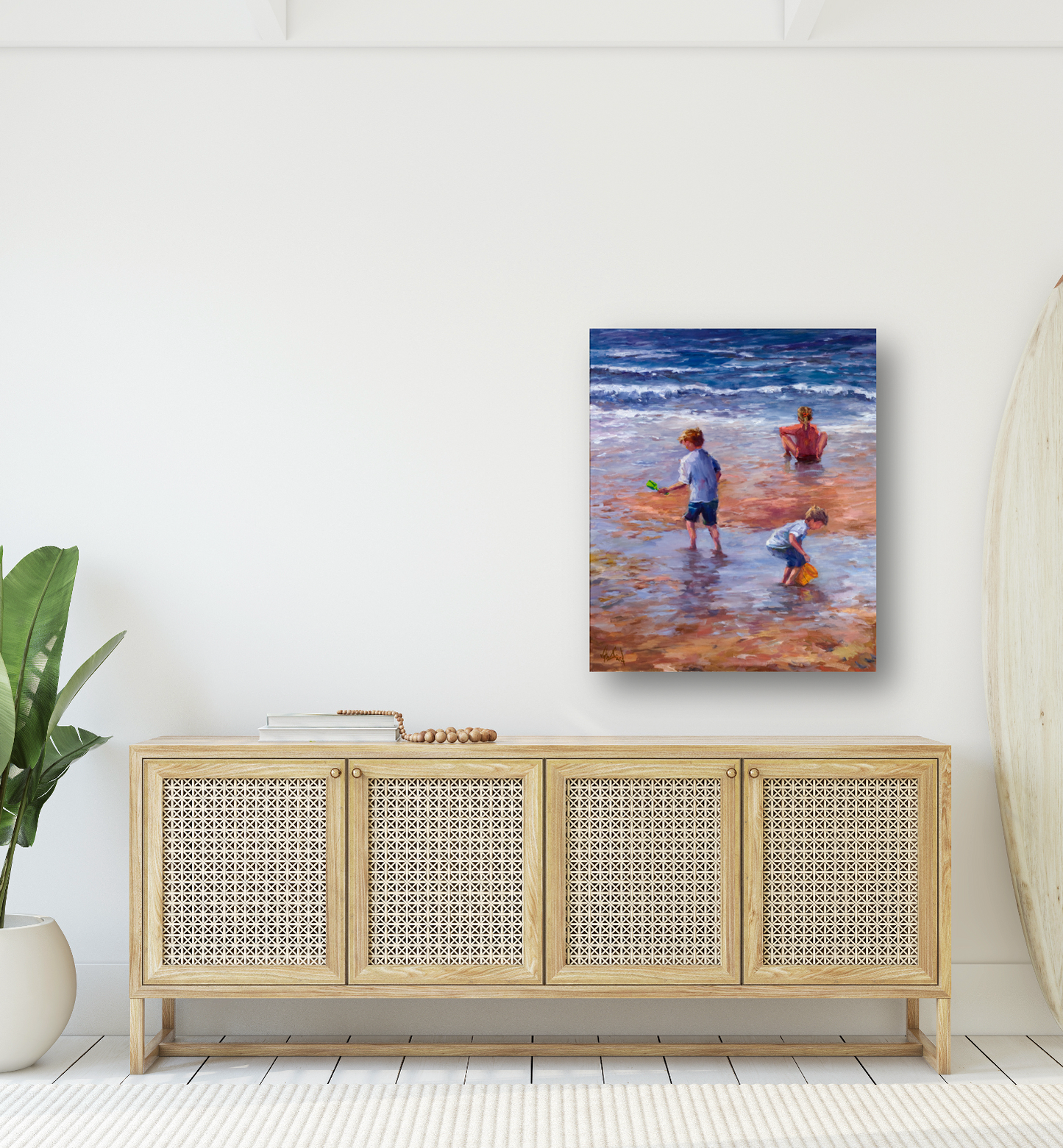 Beach Play Artist Enhanced Canvas Print