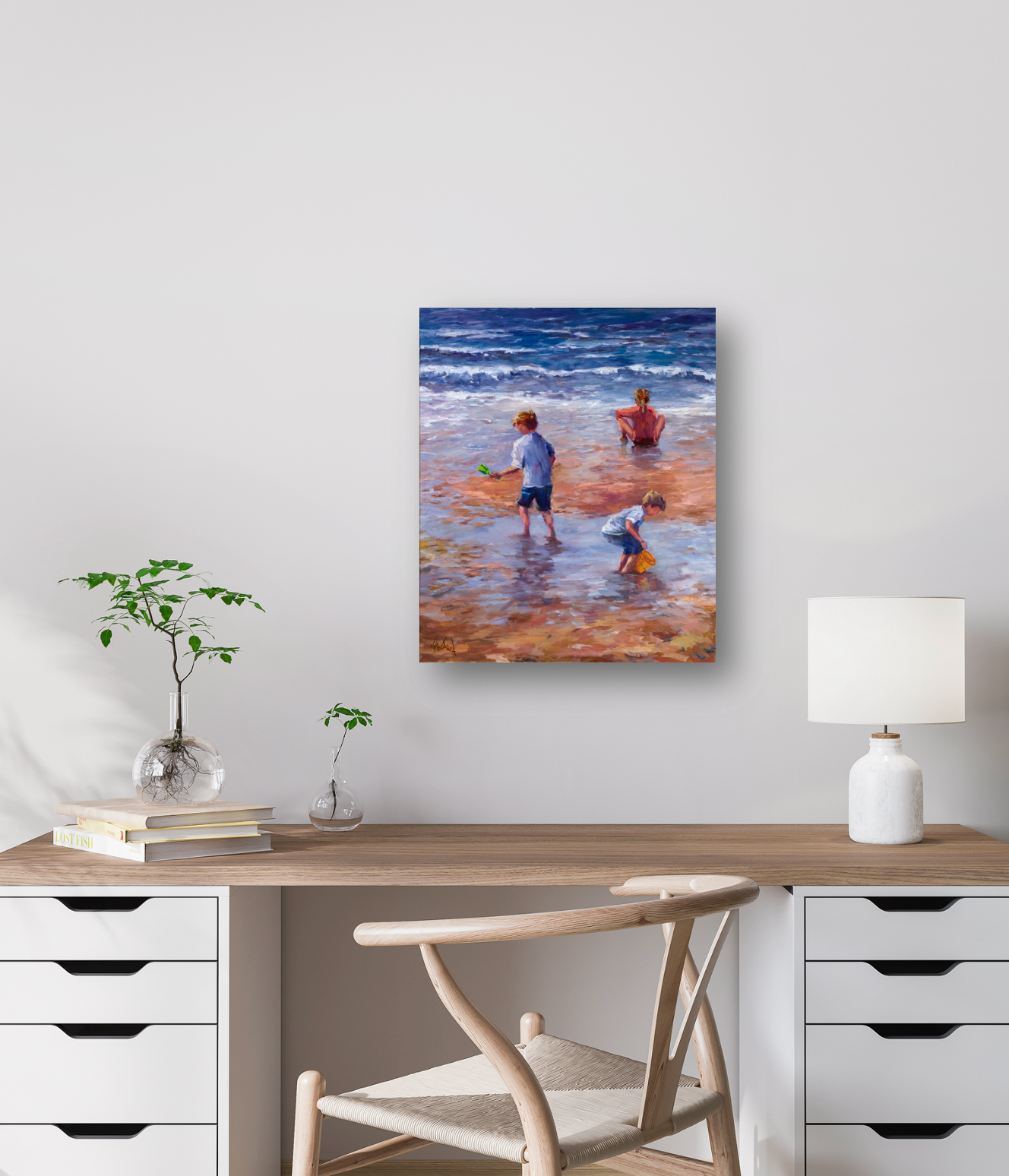 Beach Play Artist Enhanced Canvas Print