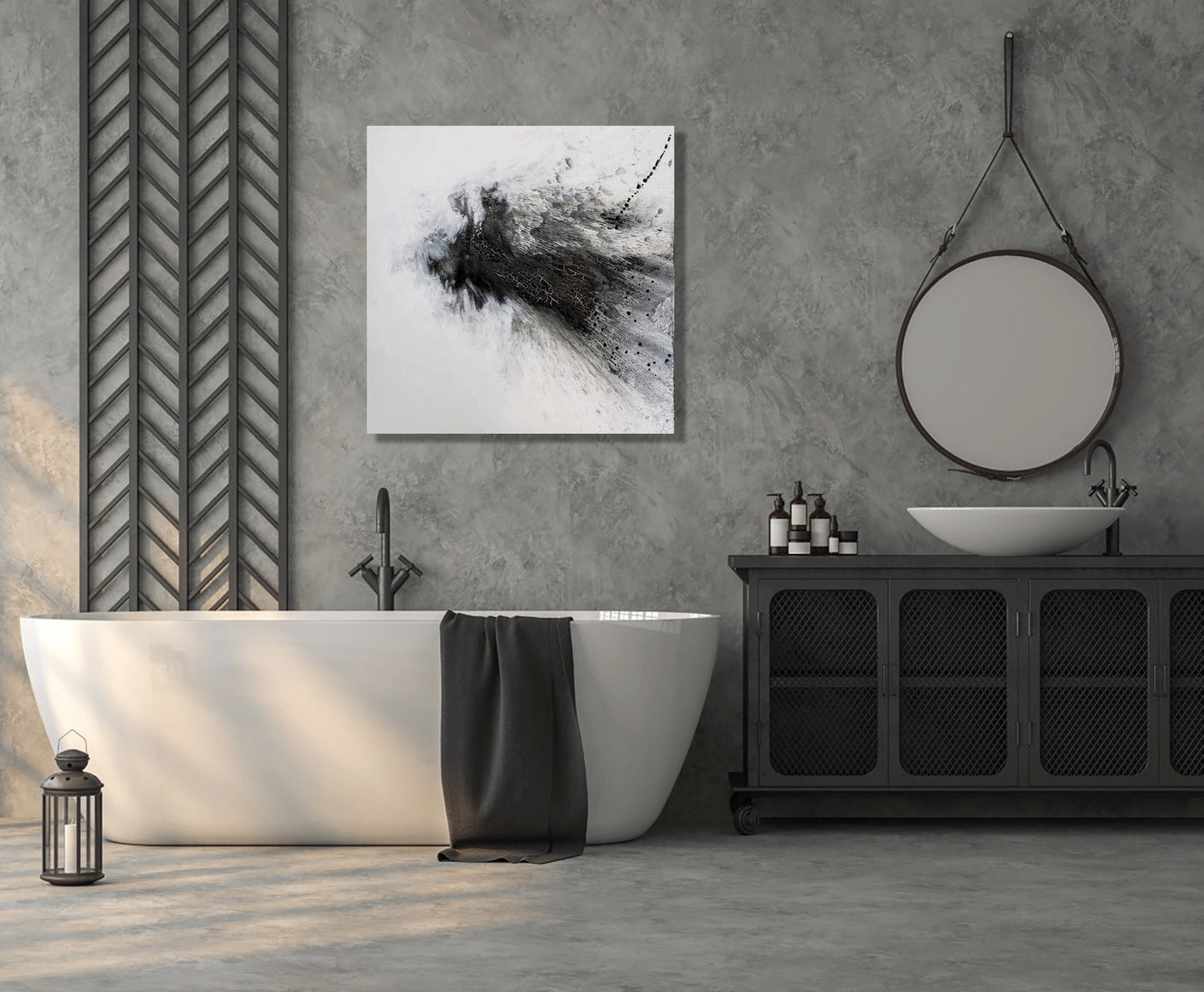 Black and Gray IV High Gloss Metal Print