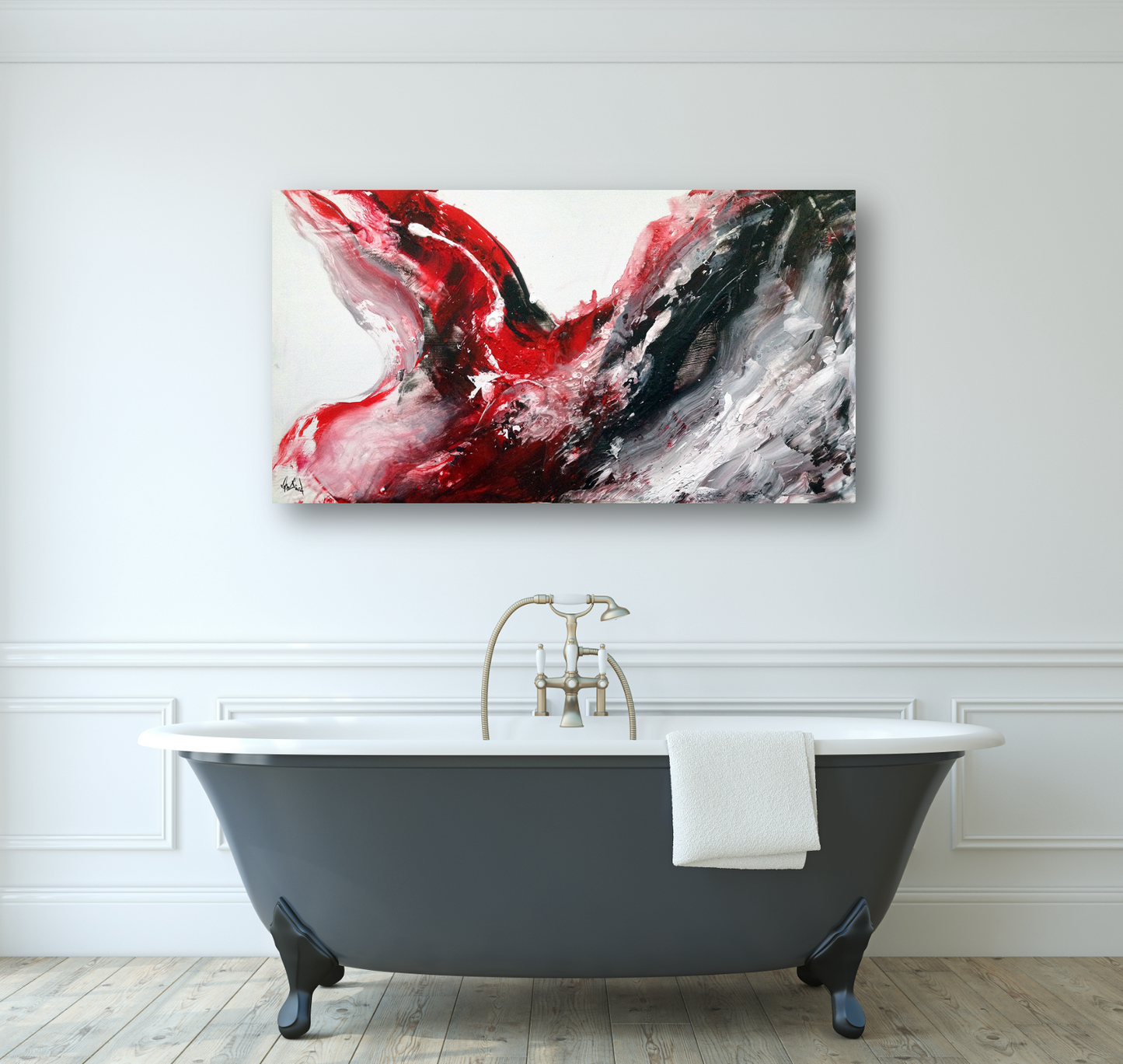 Black and Red Abstract Artist Enhanced Canvas Print