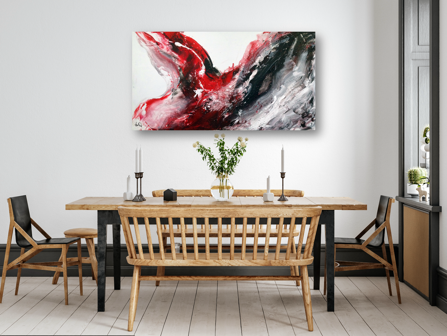 Black and Red Abstract Artist Enhanced Canvas Print