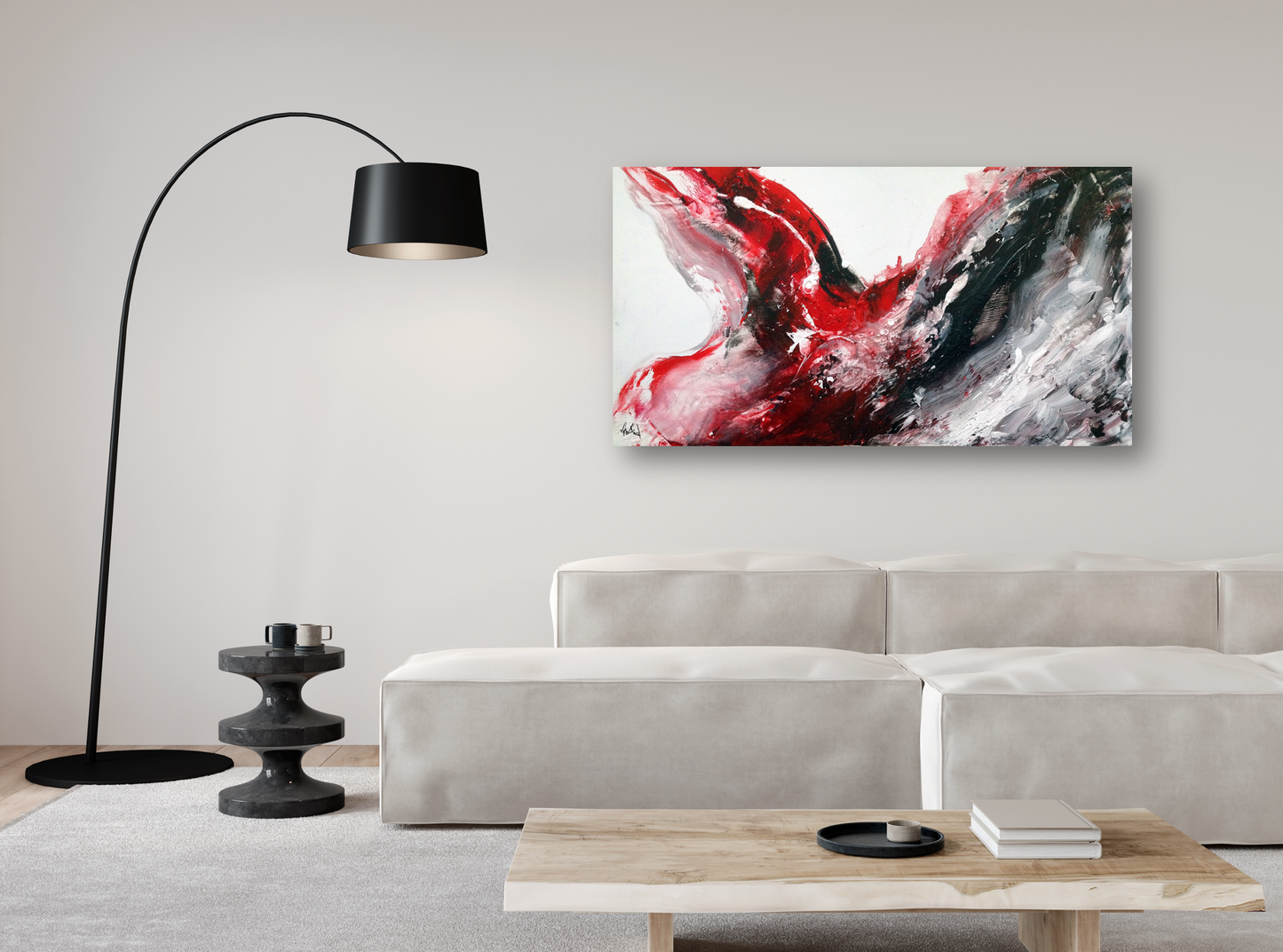 Black and Red Abstract Artist Enhanced Canvas Print