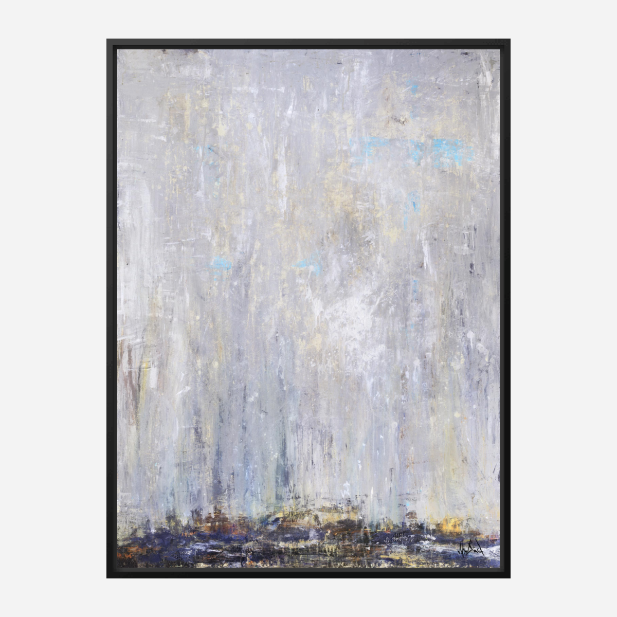 Blue Rain III Artist Enhanced Canvas Print
