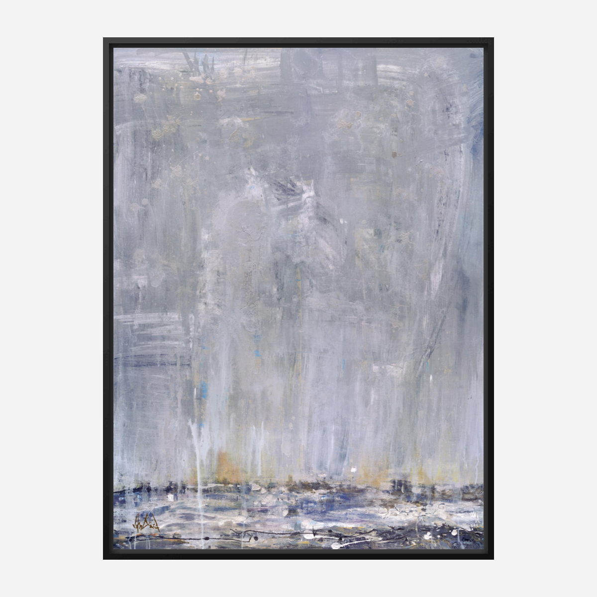 Blue Rain I Artist Enhanced Canvas Print