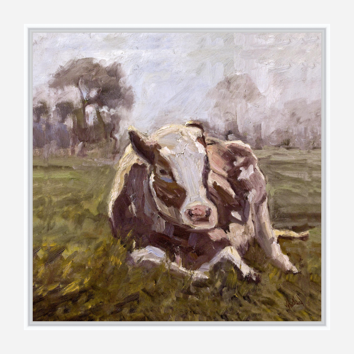 Brown Cow Artist Enhanced Canvas Print