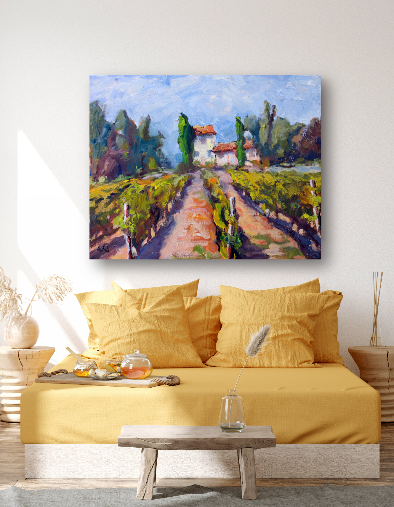 Chablis Vineyard Artist Enhanced Canvas Print