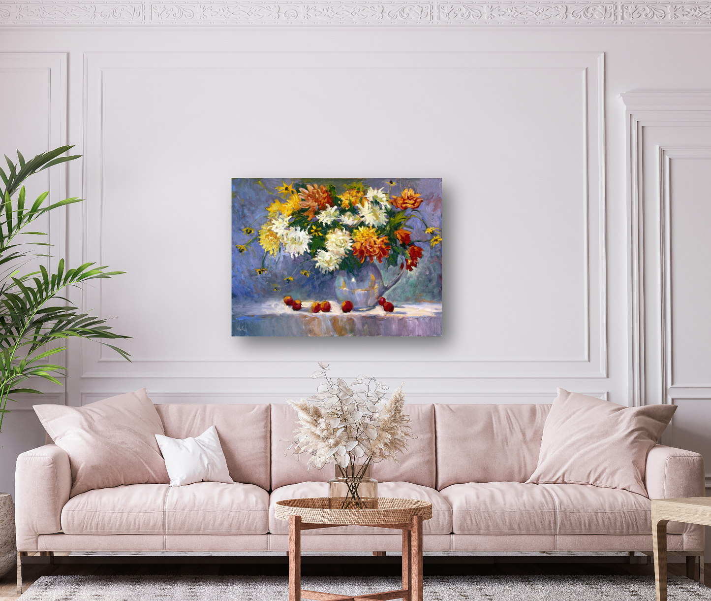 Chrysanthemums Artist Enhanced Canvas Print