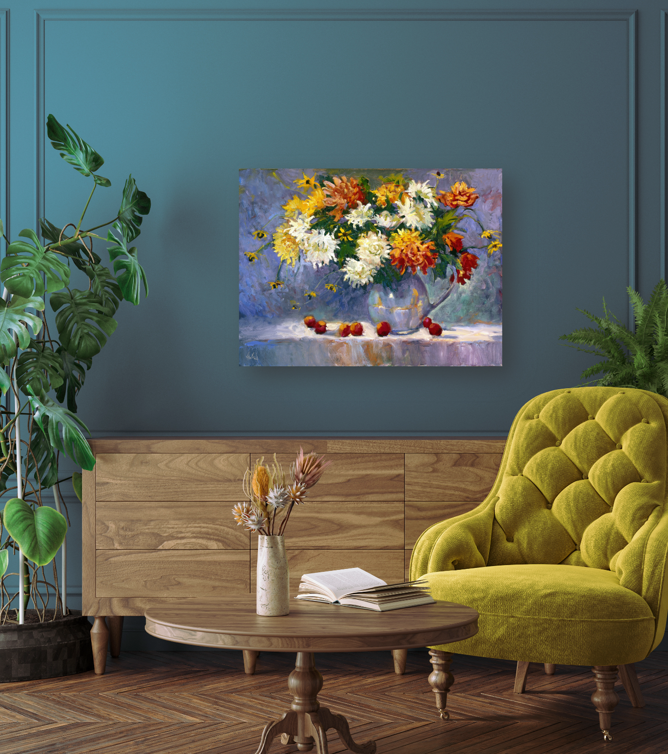 Chrysanthemums Artist Enhanced Canvas Print