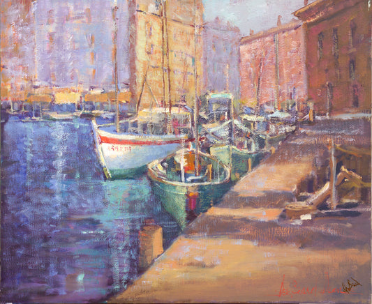 City Harbor Artist Enhanced Canvas Print