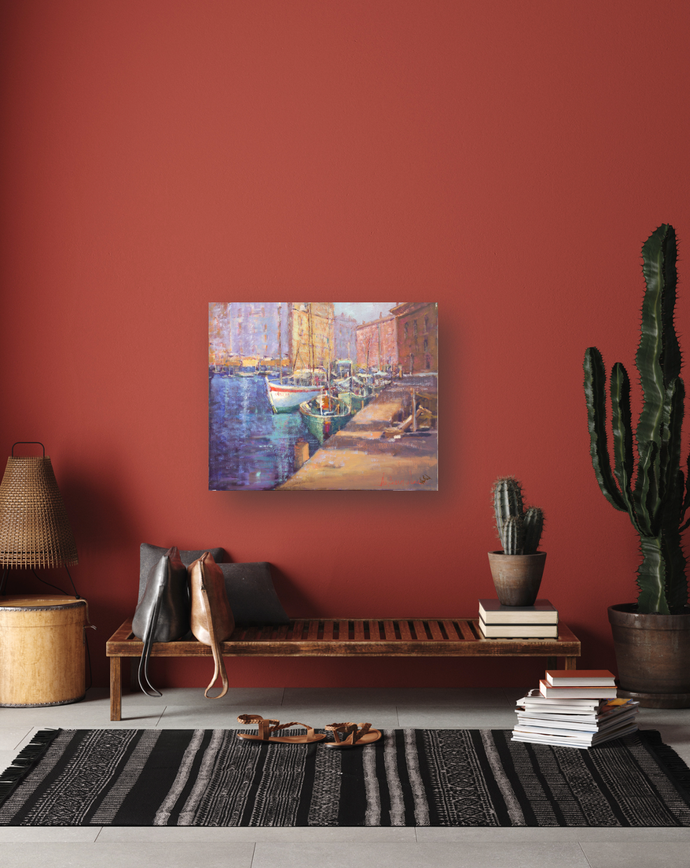 City Harbor Artist Enhanced Canvas Print