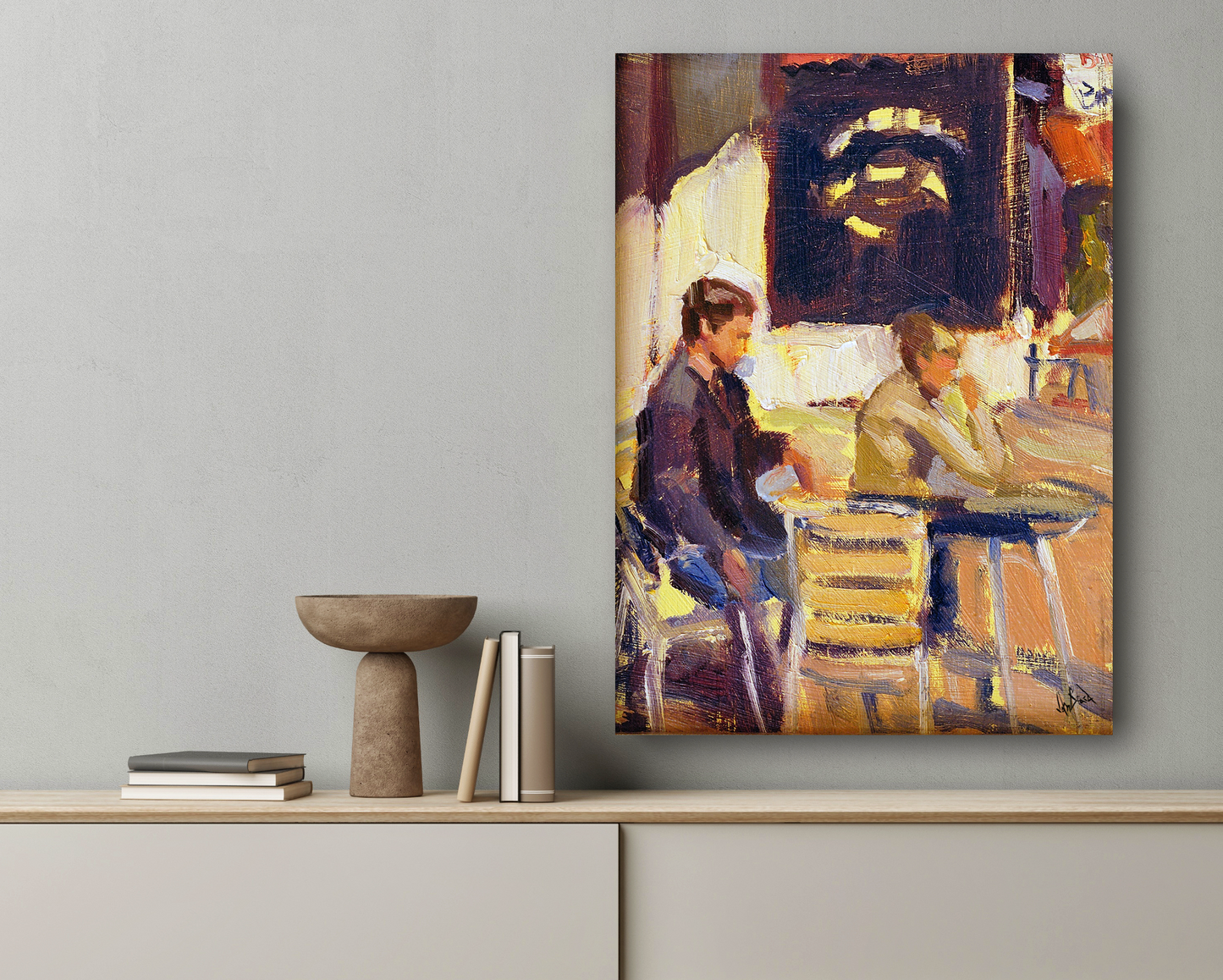 Coffee Break Artist Enhanced Canvas Print