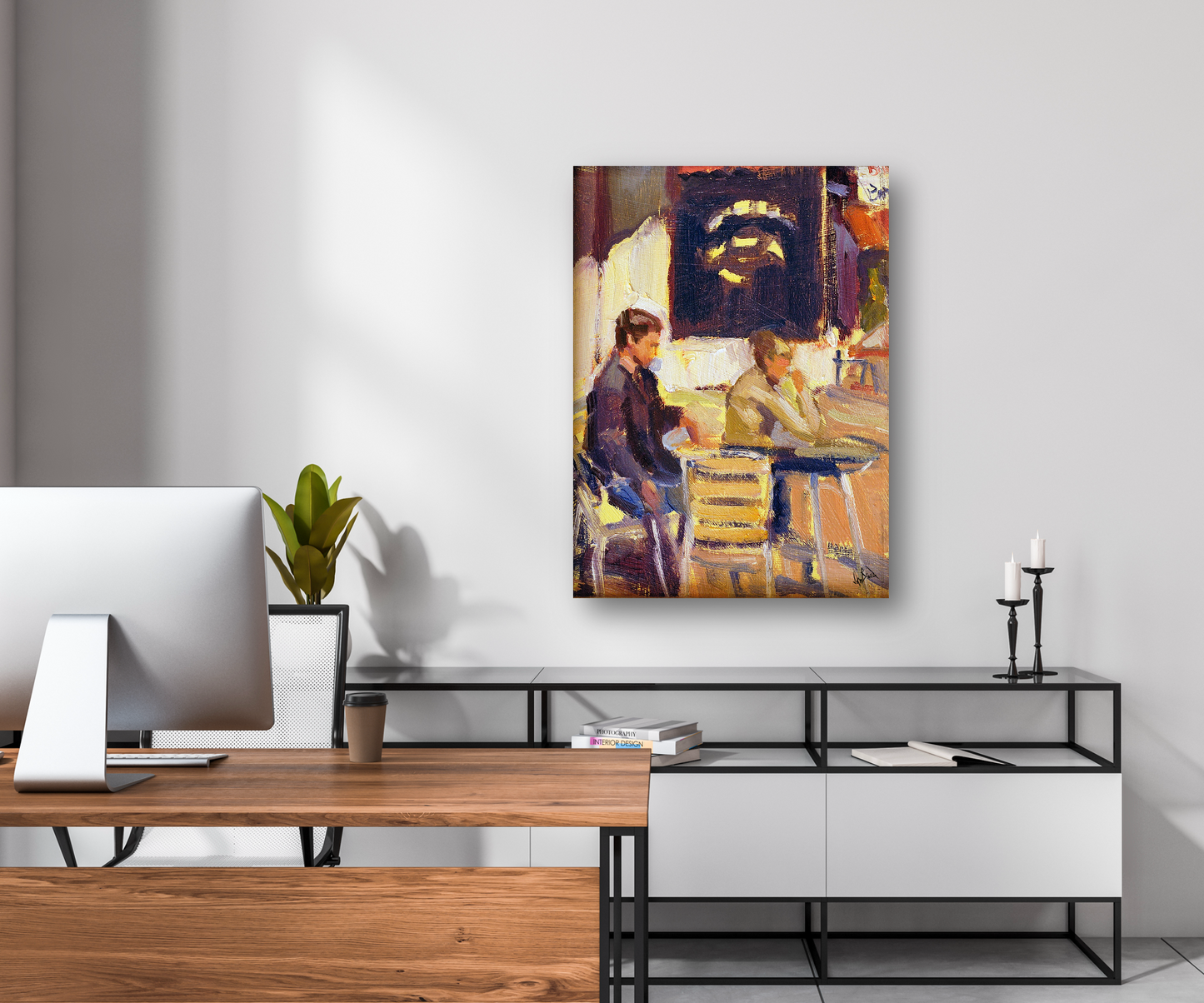 Coffee Break Artist Enhanced Canvas Print