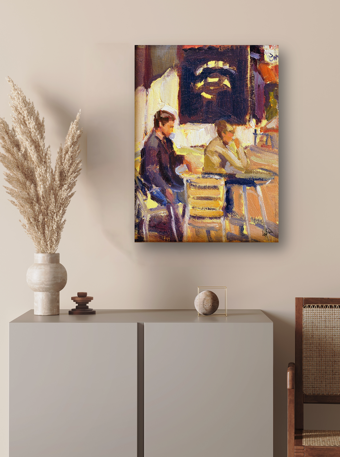 Coffee Break Artist Enhanced Canvas Print