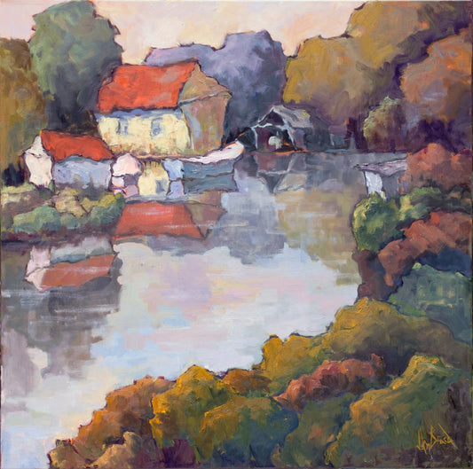 Cottage in Cove Artist Canvas Enhanced Print