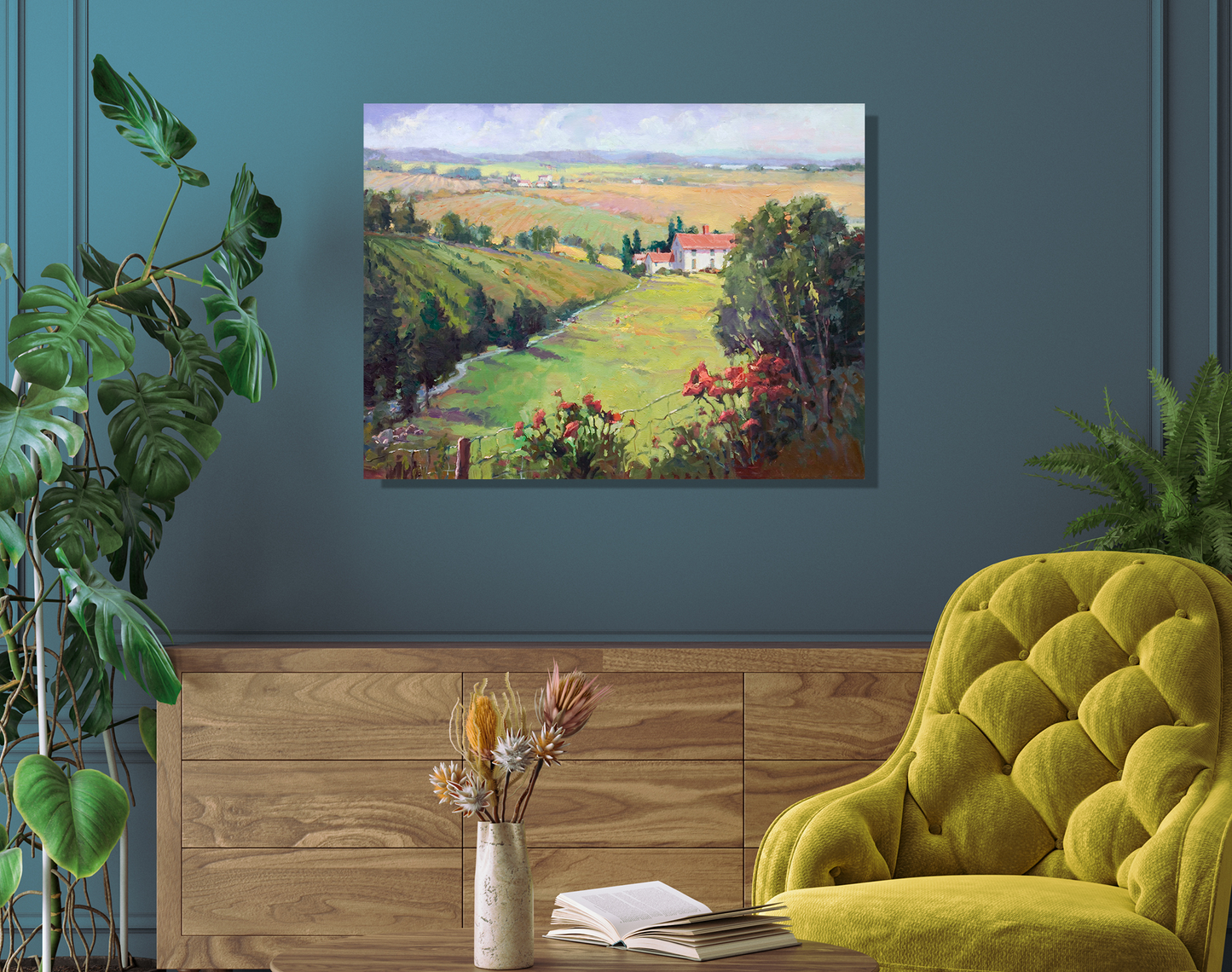 Countryside In France High Gloss Metal Print