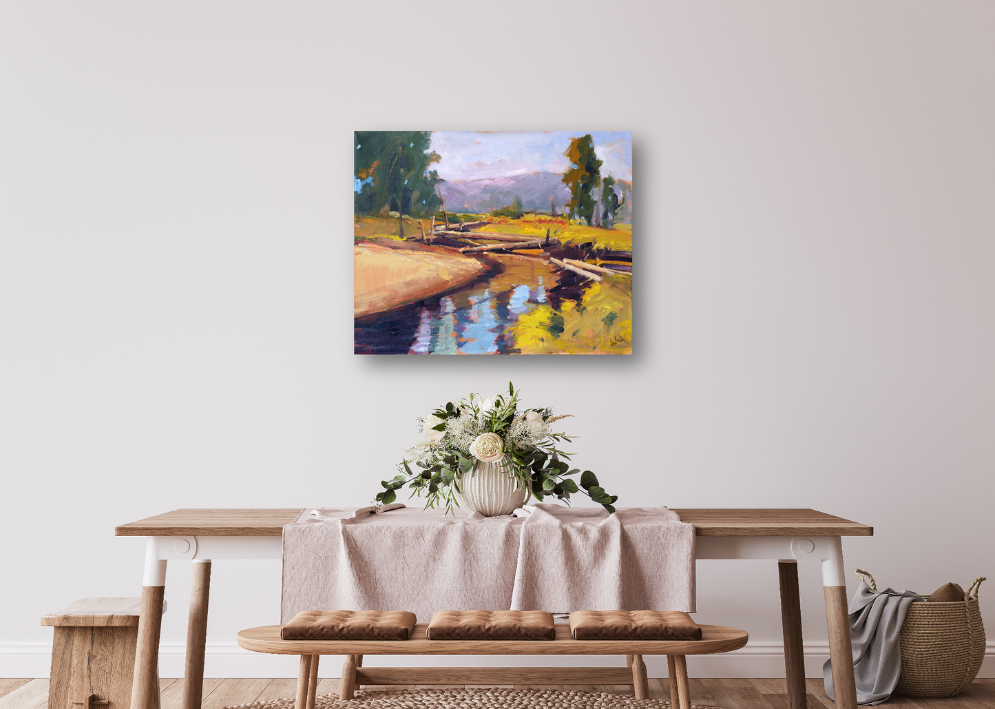 Creek Crossing Artist Enhanced Canvas Print