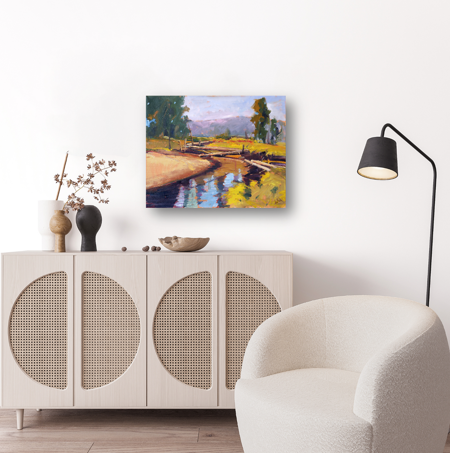 Creek Crossing Artist Enhanced Canvas Print