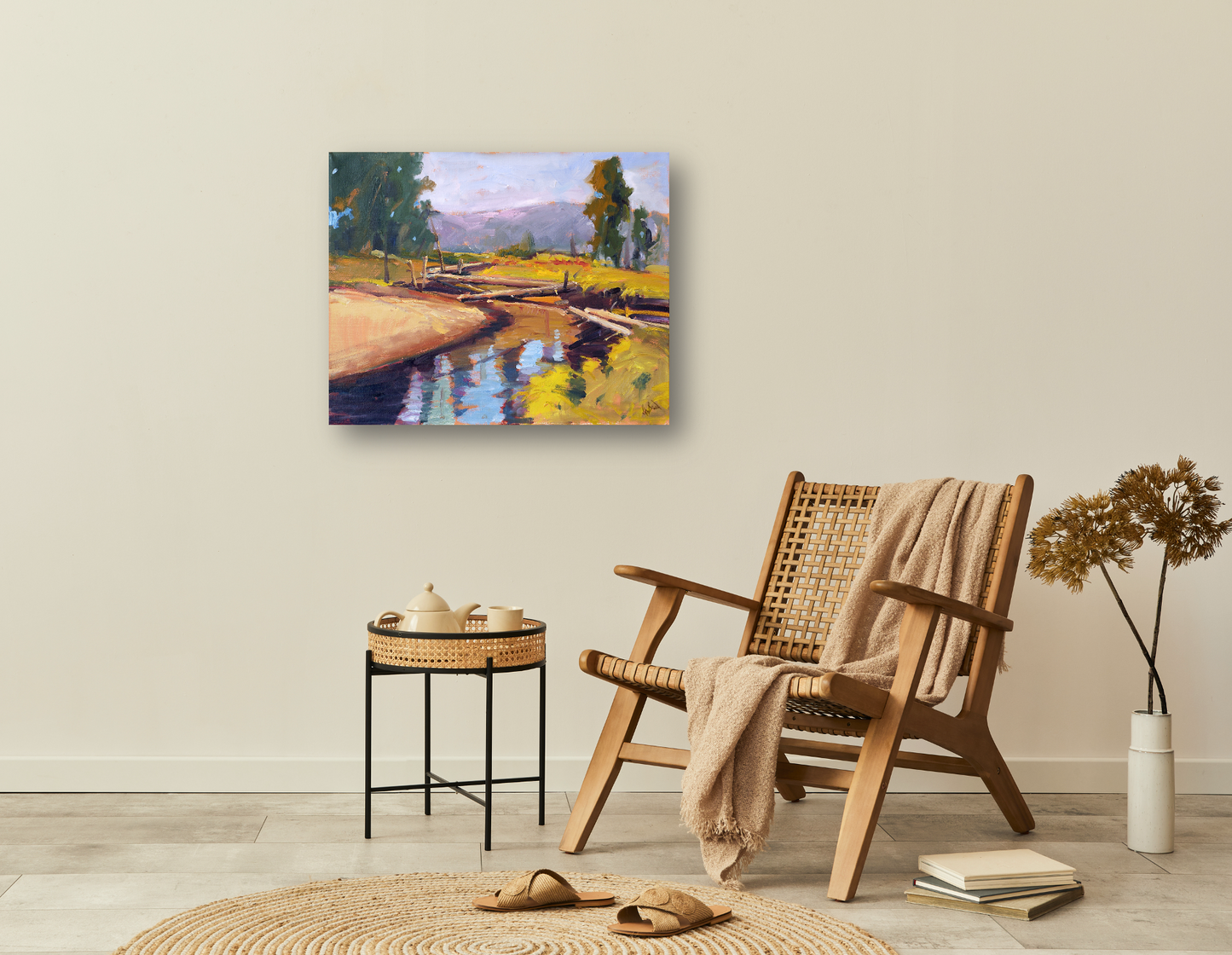 Creek Crossing Artist Enhanced Canvas Print