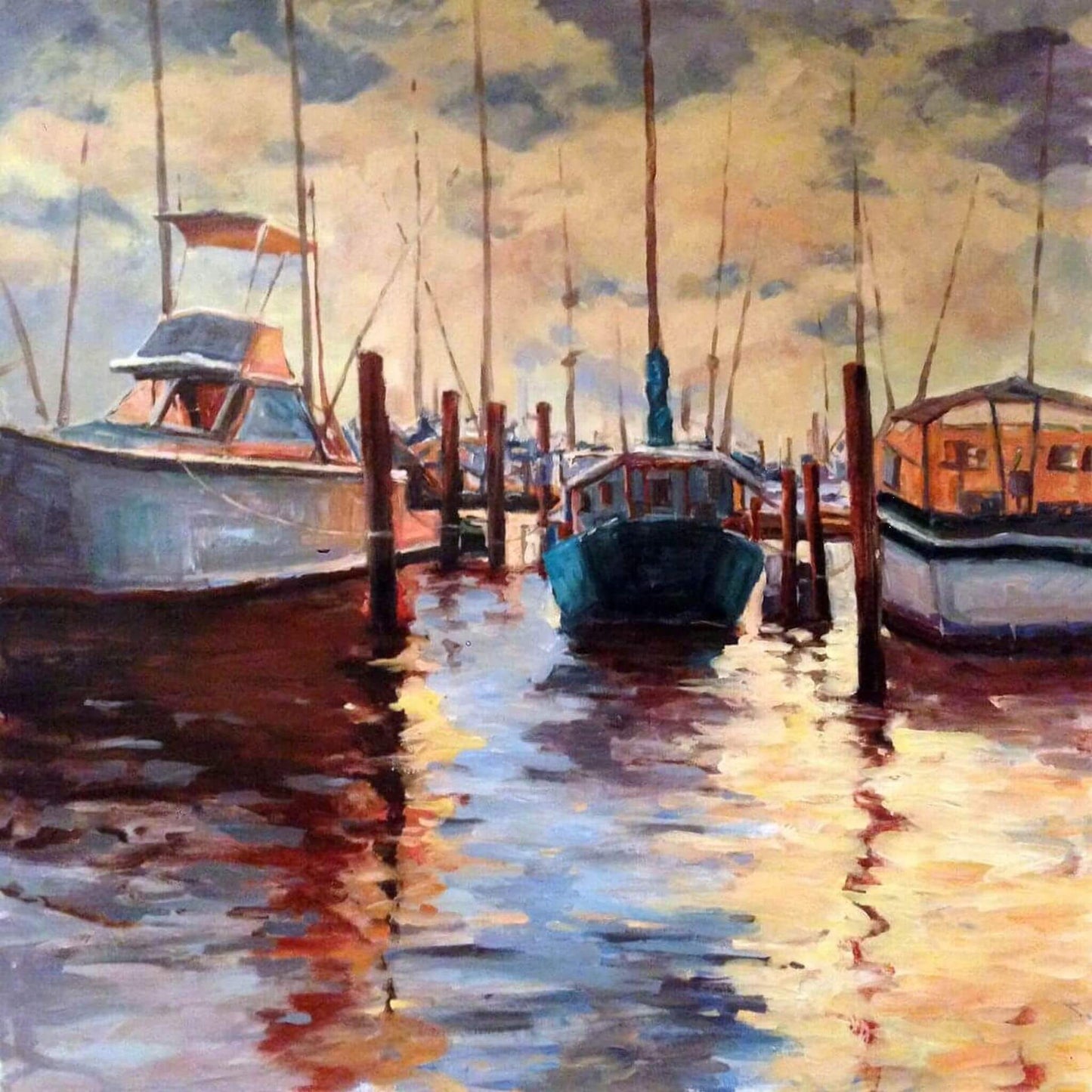 Docks at Sunset Glossy Poster Print