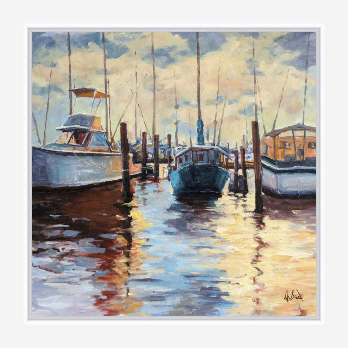 Docks at Sunset Artist Enhanced Canvas Print