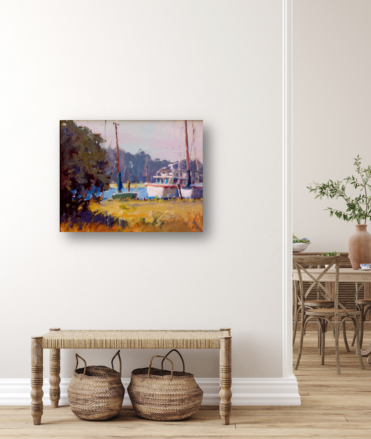 Docks at Daybreak Artist Enhanced Canvas Print