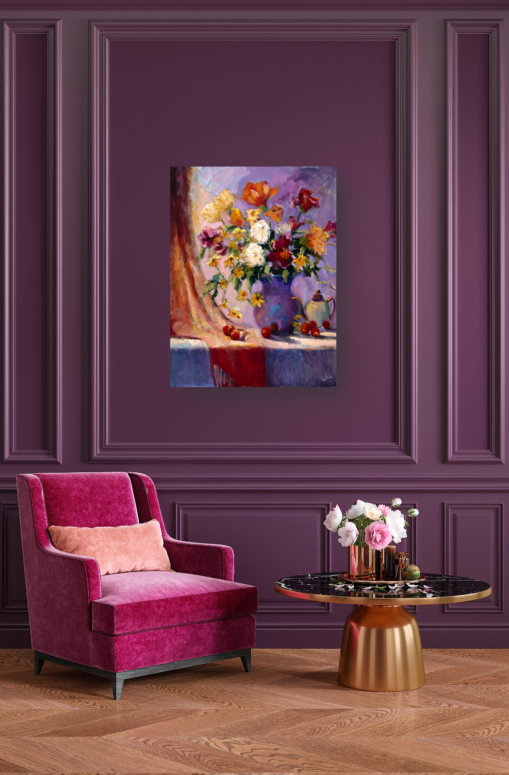 Flowers Still Life Artist Enhanced Canvas Print