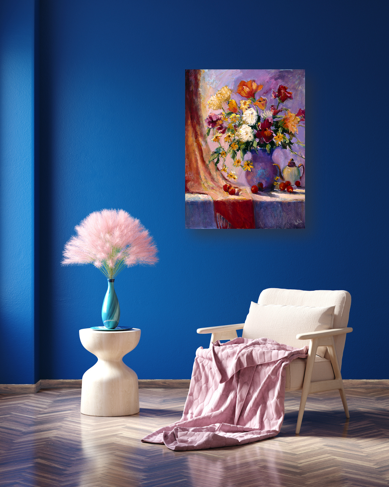 Flowers Still Life Artist Enhanced Canvas Print