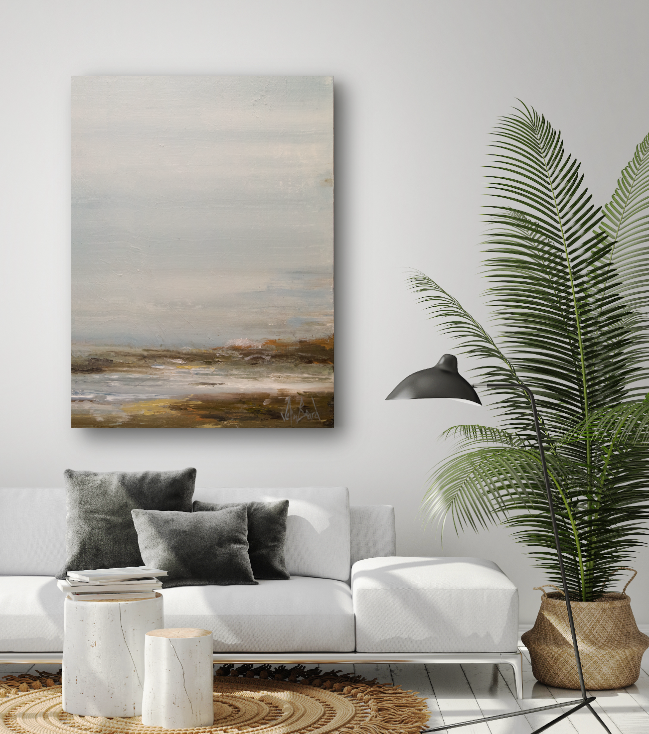 Foggy Shore Artist Enhanced Canvas Print