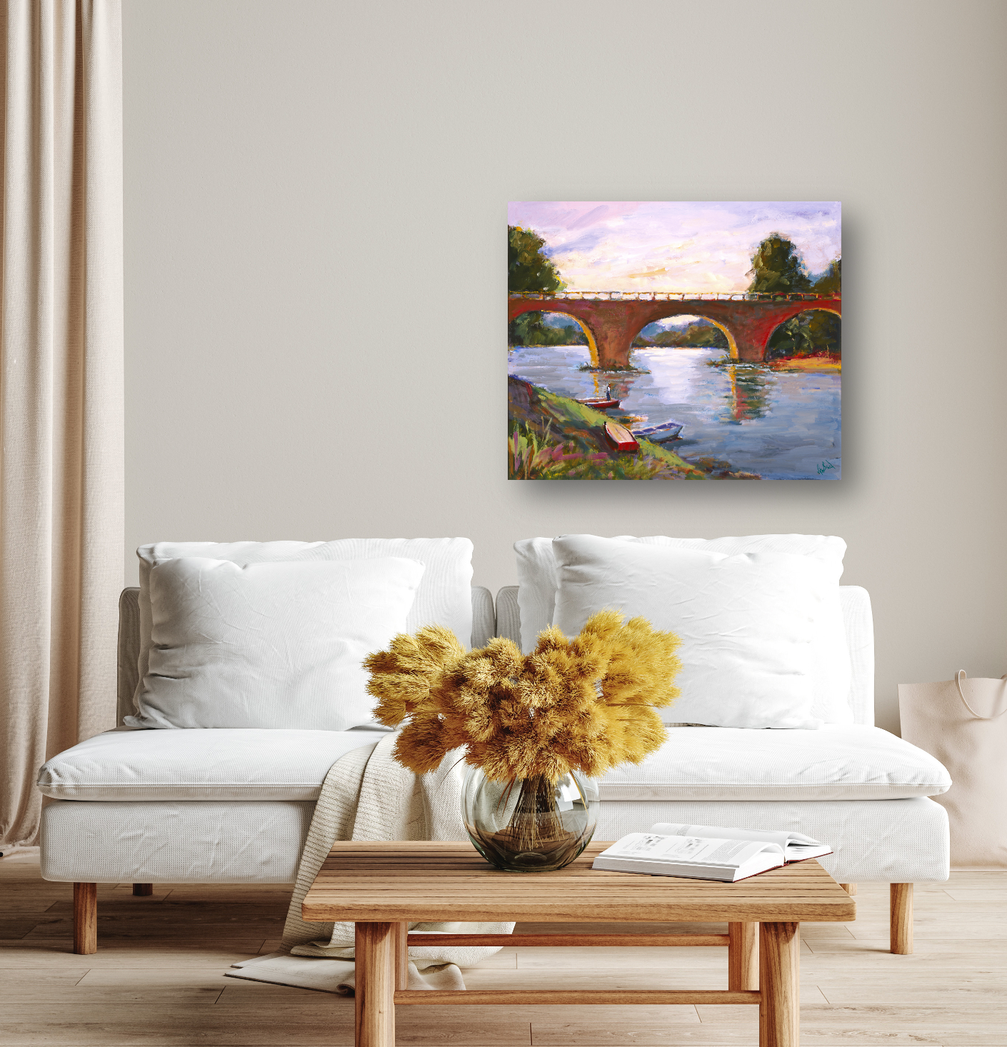 French Bridge Artist Enhanced Canvas Print