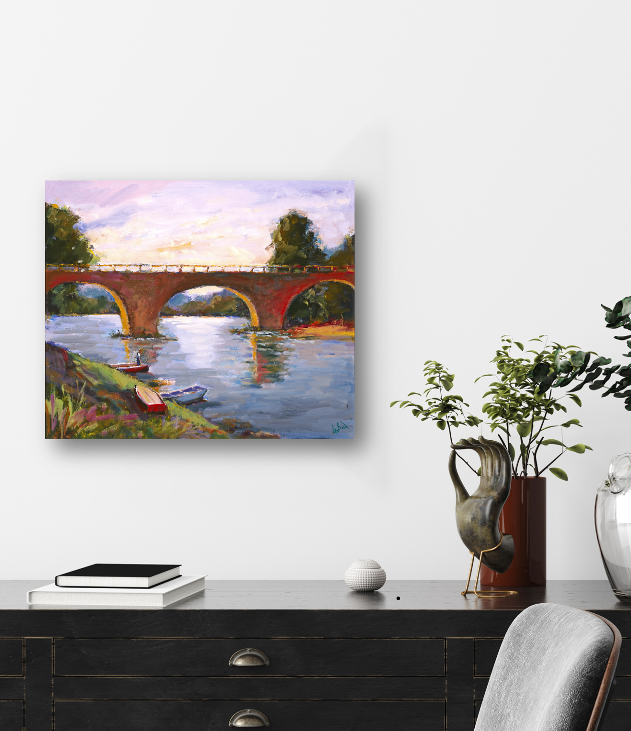 French Bridge Artist Enhanced Canvas Print