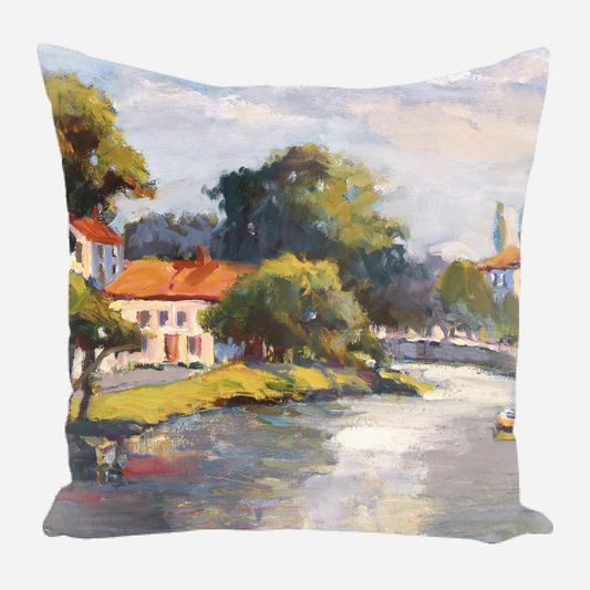 French Village with Canal Pillow