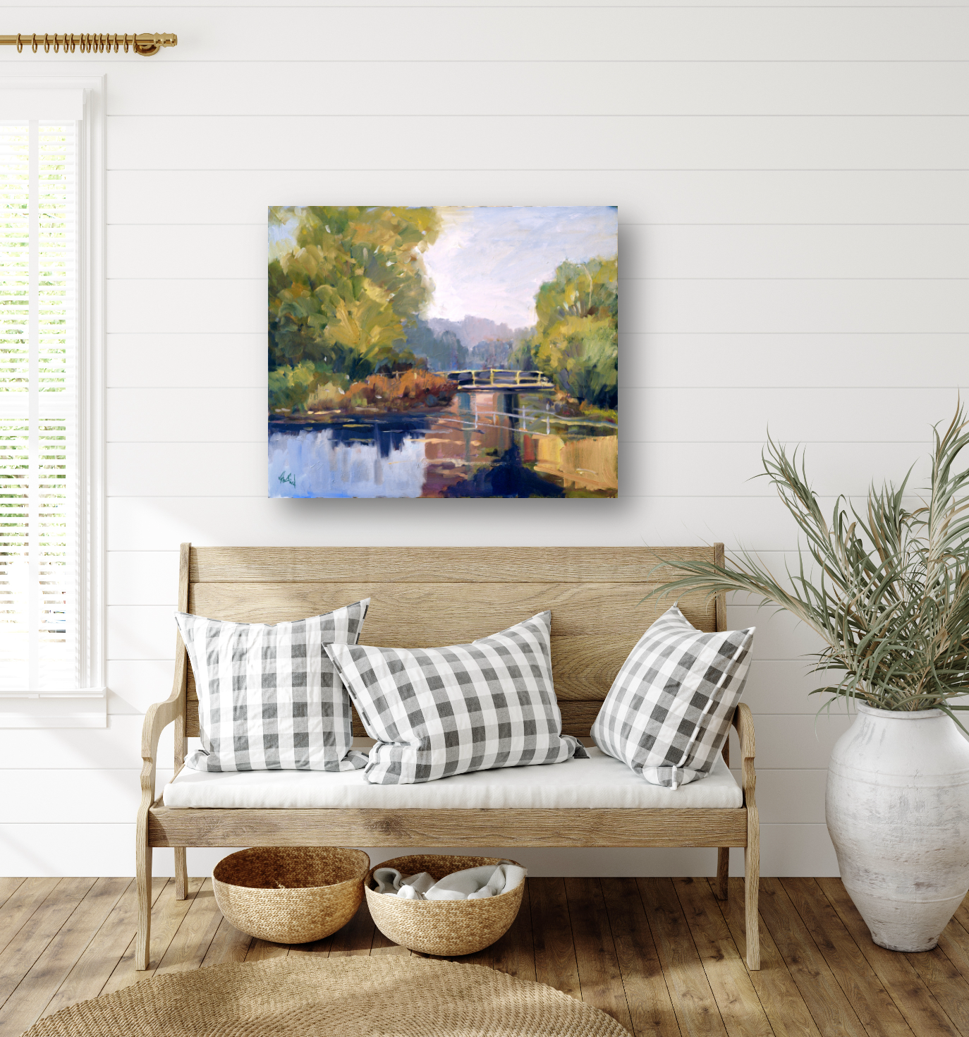 Garden Bridge Artist Enhanced Canvas Print