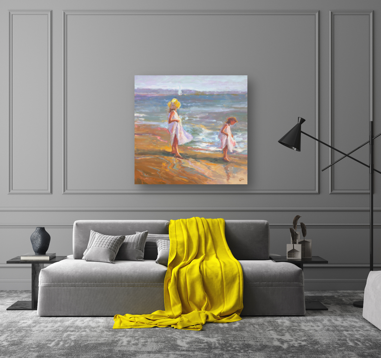 Girls on the Beach Artist Canvas Enhanced Print