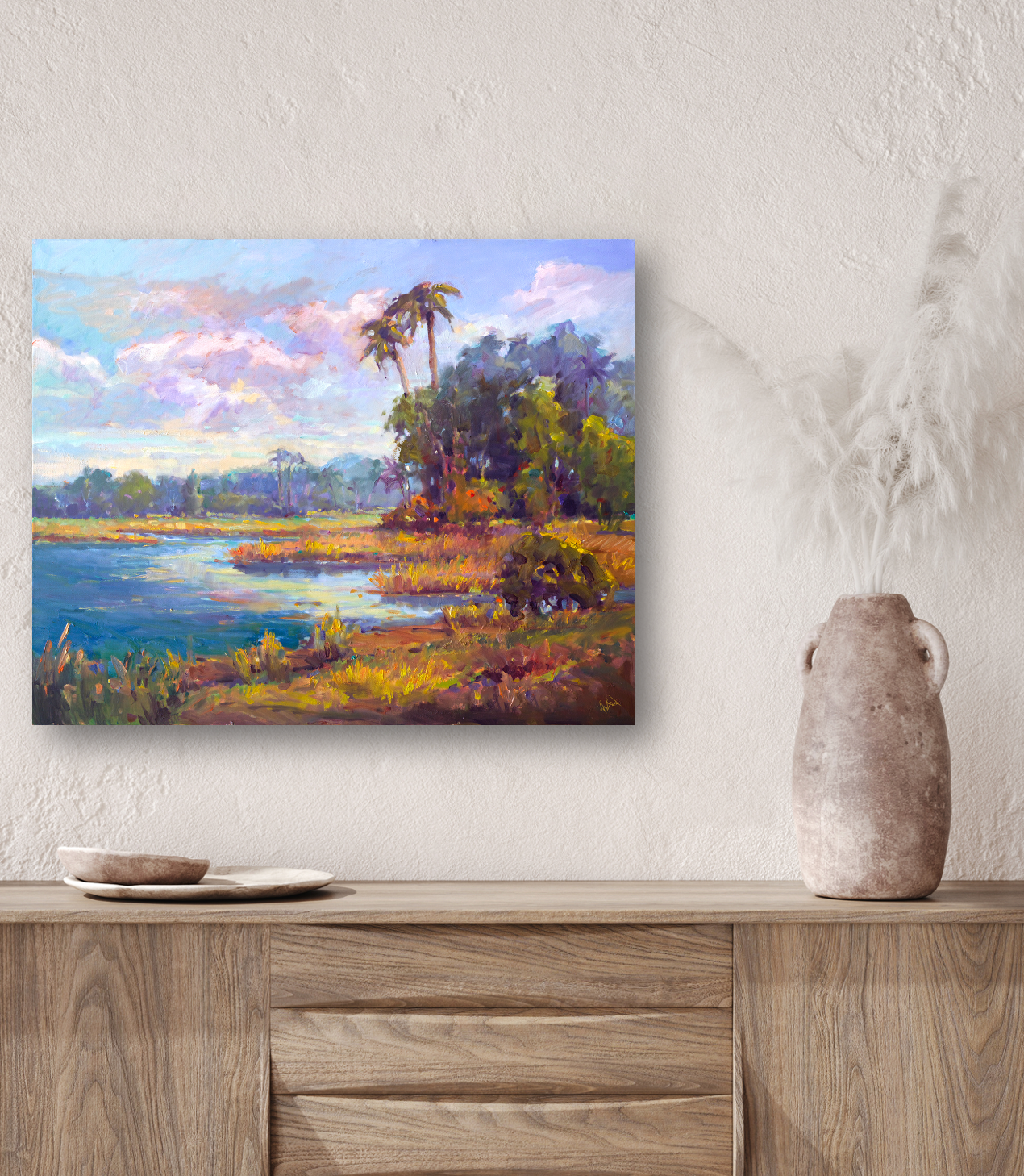 Golden Marsh Artist Enhanced Canvas Print