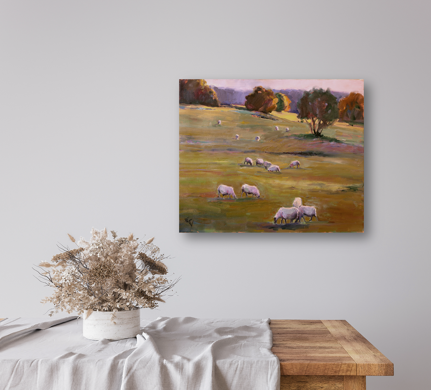 Grazing at Sunset Artist Enhanced Canvas Print