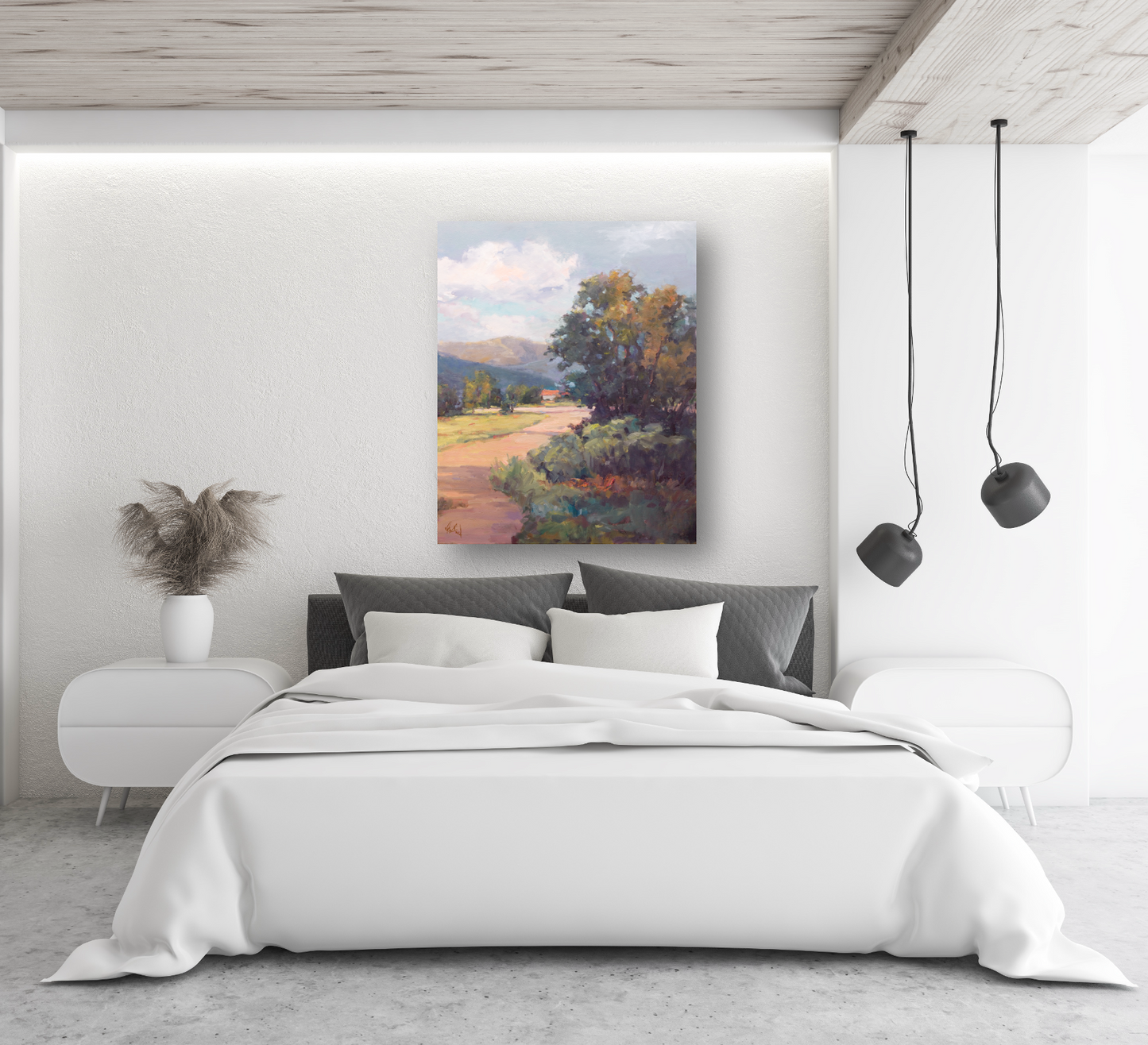 Hillside Cottage Artist Enhanced Canvas Print