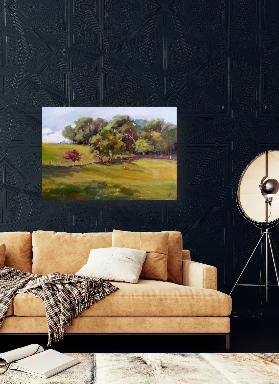 Hillside Pasture Artist Enhanced Canvas Print