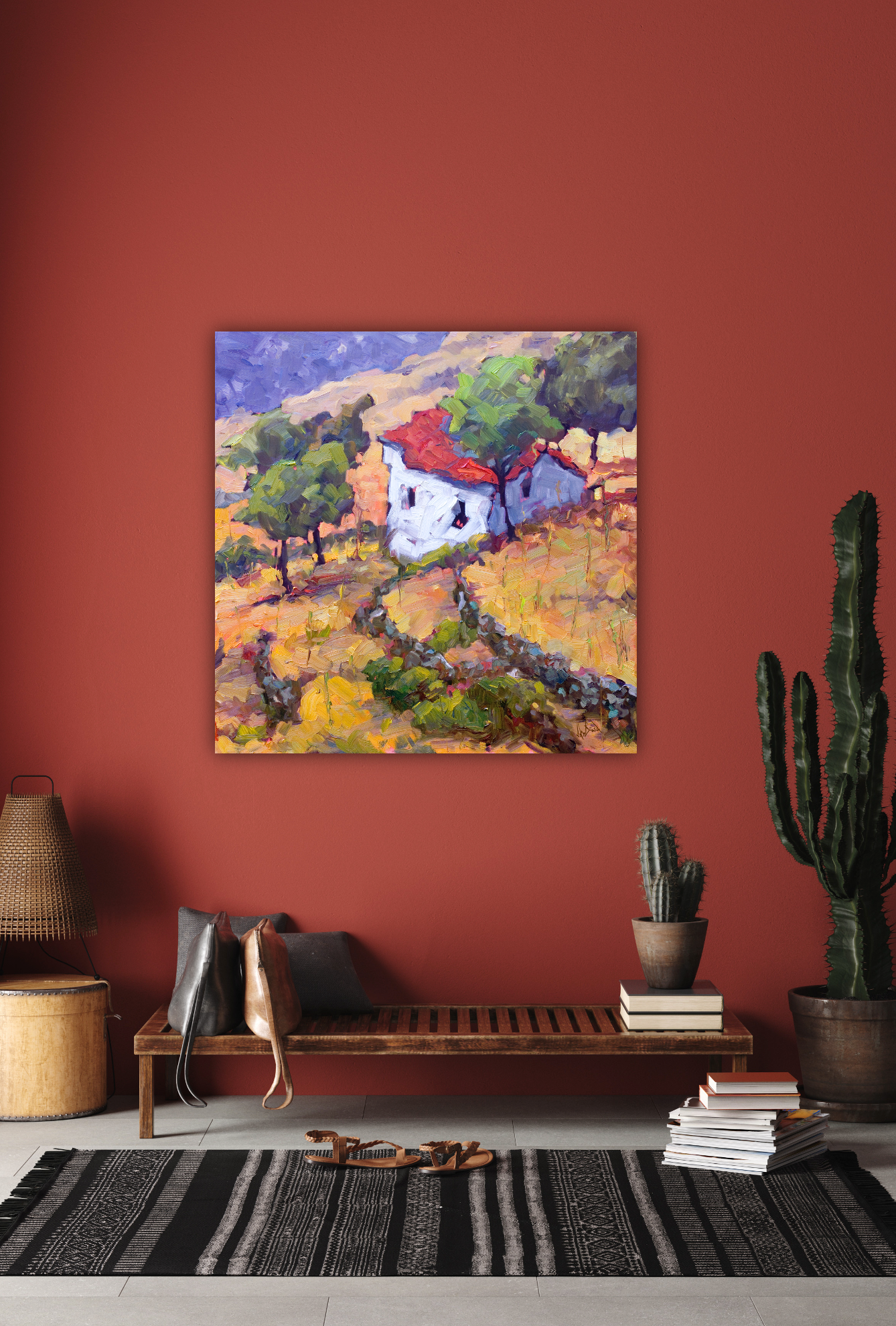 Hillside Terrace High Gloss Metal Print