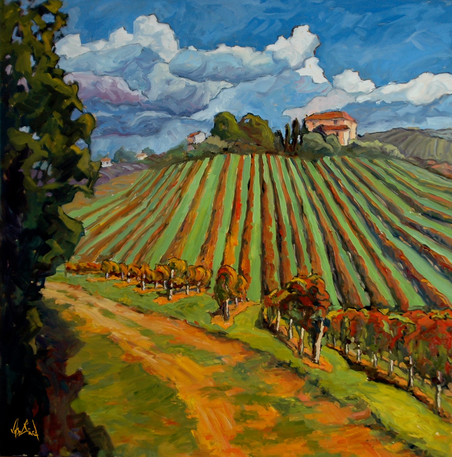 Hillside Vineyard Artist Canvas Enhanced Print