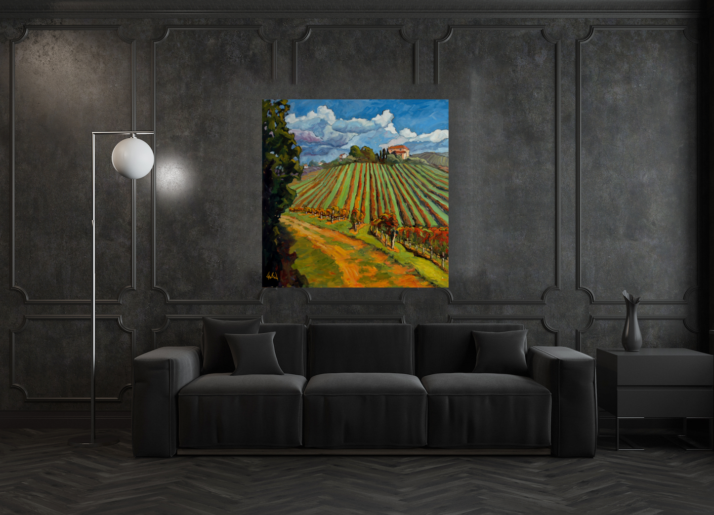 Hillside Vineyard Artist Canvas Enhanced Print