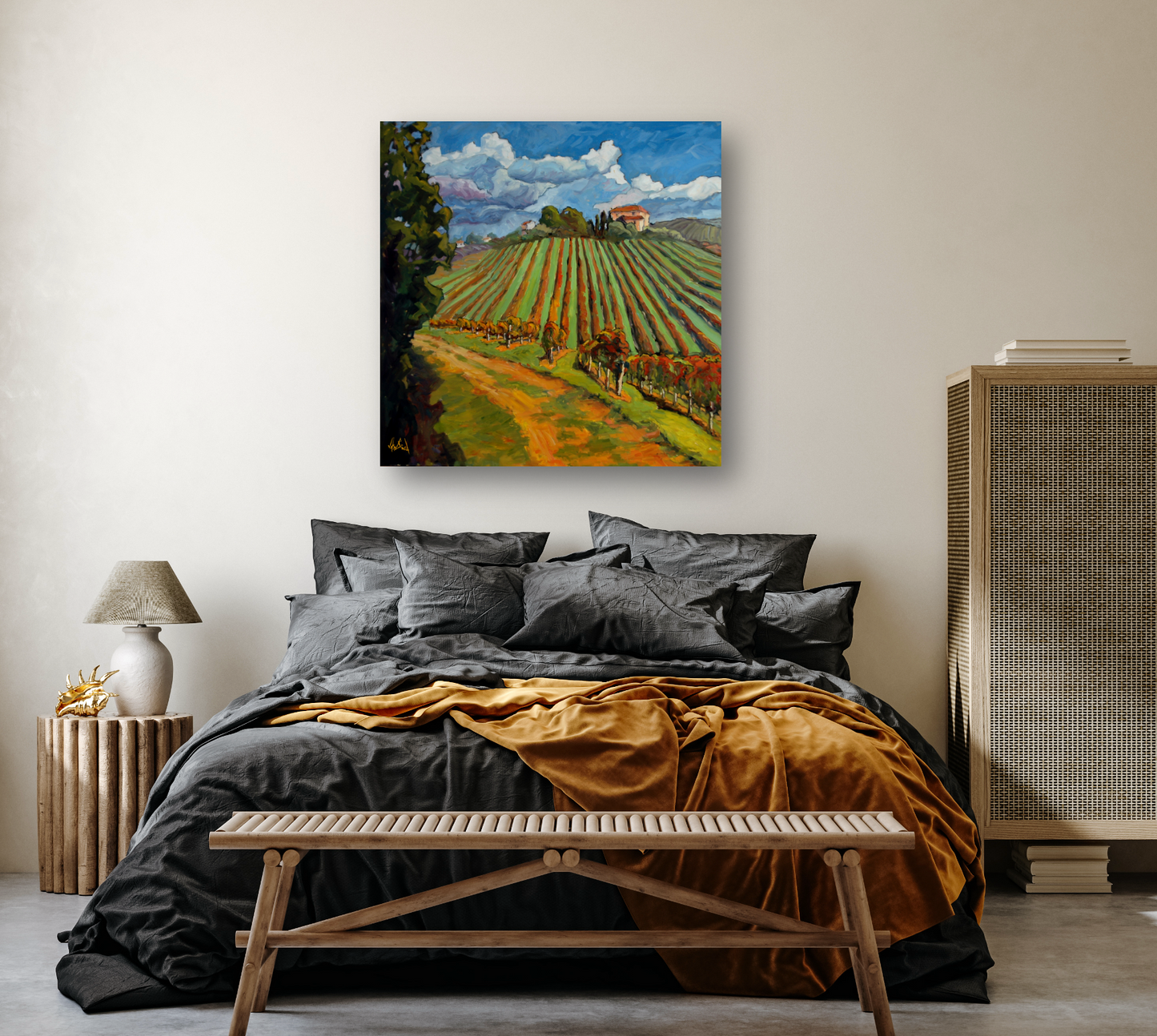 Hillside Vineyard Artist Canvas Enhanced Print